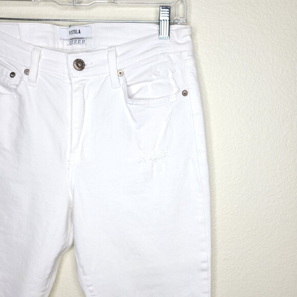 Pistola High Rise Bootcut Raw Hem Jeans White Denim Women's Size 27 distressed - Picture 4 of 13